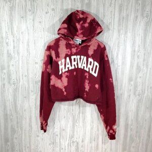 Harvard Urban Vintage Cropped Bleached Hoodie Sweatshirt OOAK Champion
